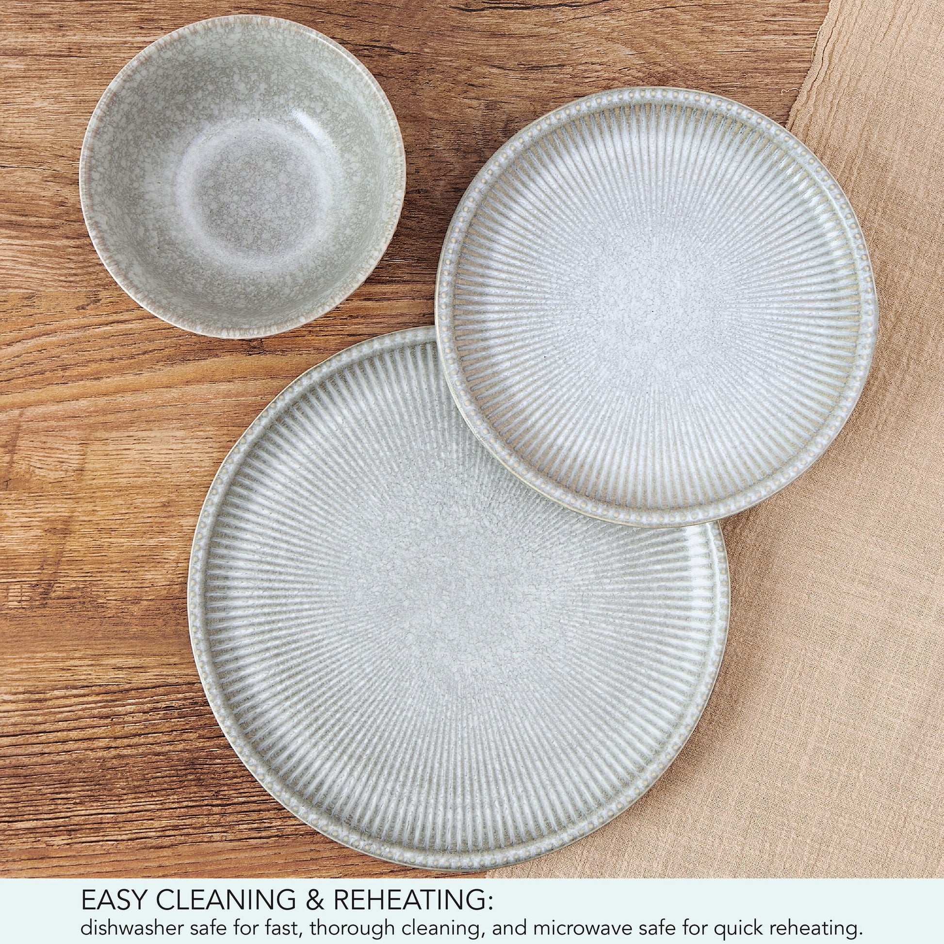 Stone 12-Piece Gray Dinnerware Set