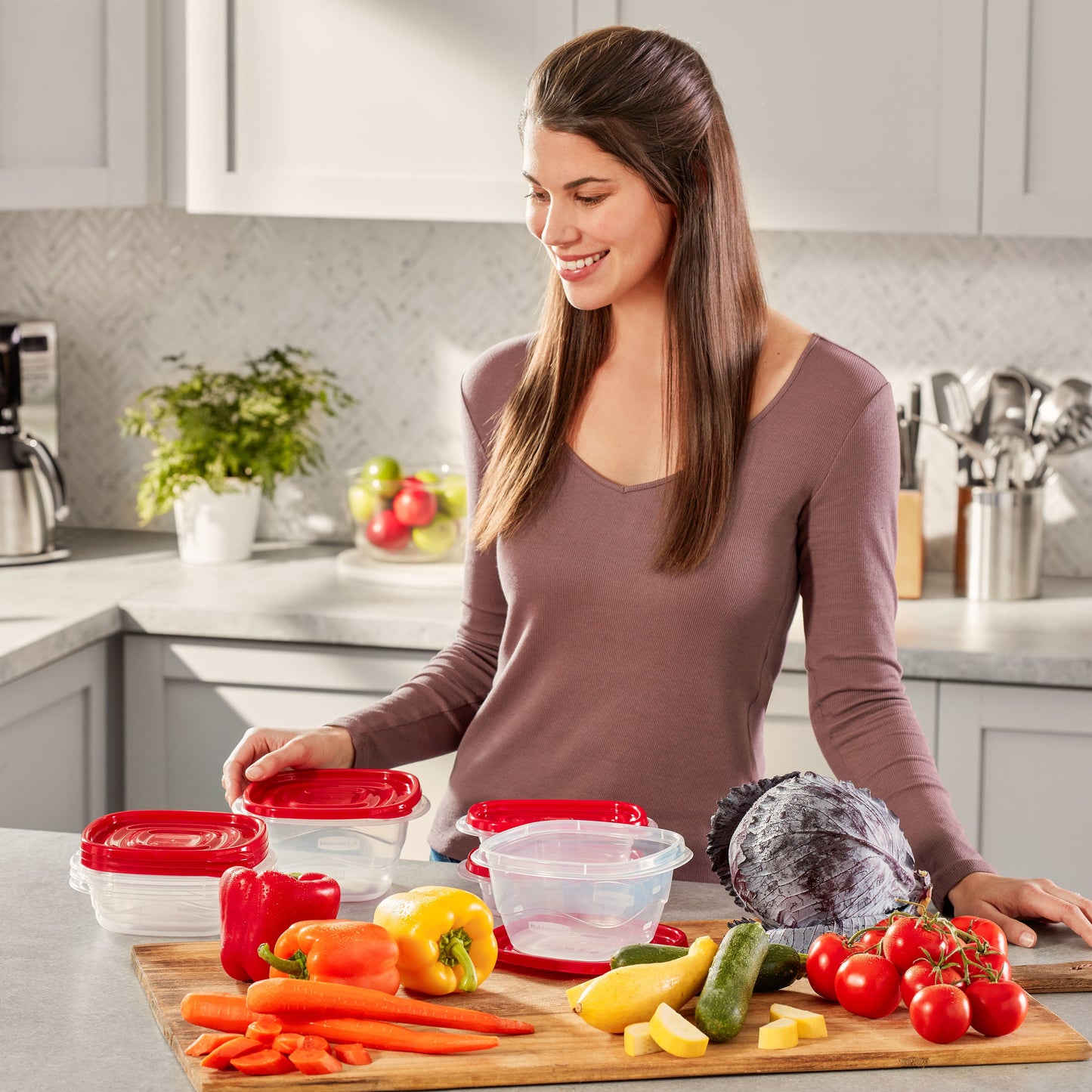 Takealongs 2.9 Cup Square Food Storage Containers, 4-Pack, Red