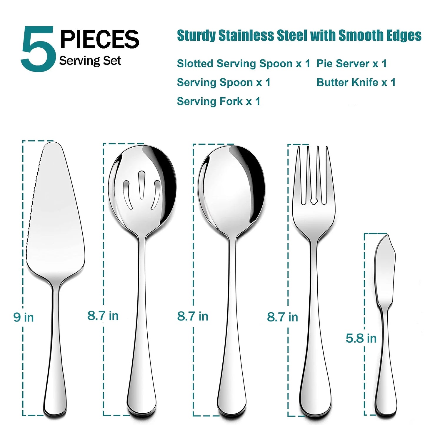 45 Pieces Silverware Set with Serving Utensils, Stainless Steel Modern Flatware Cutlery Set for 8, Eating Utensils Tableware Include Forks Knives Spoons, Mirror Polished & Dishwasher Safe