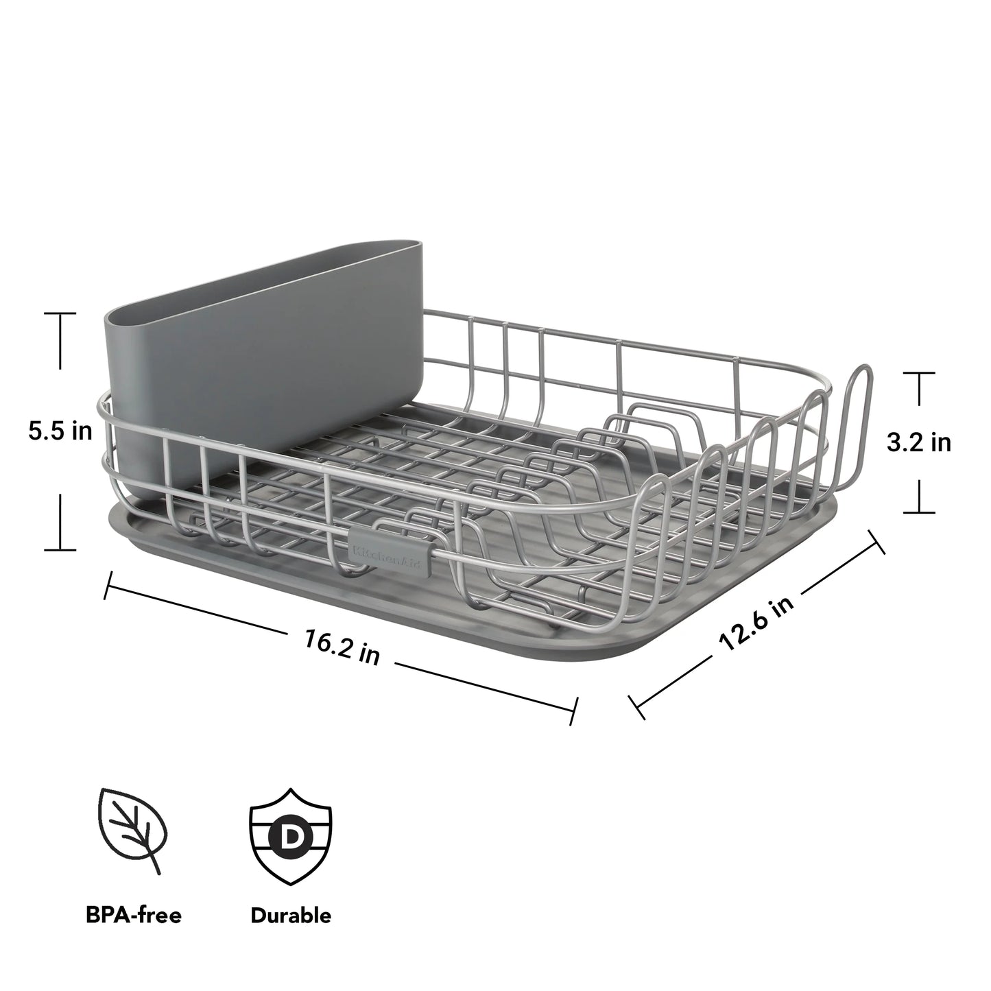 Low Profile Metal Stacking Dish Drying Rack, Charcoal Gray