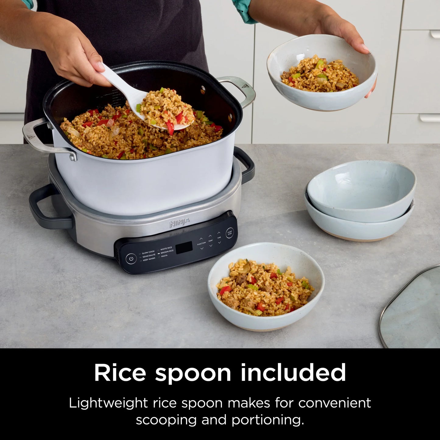 Foodi 6.5 Qt Everyday Possiblecooker, Stainless Steel/White, Multi Cooker, Slow Cooker, MC1100