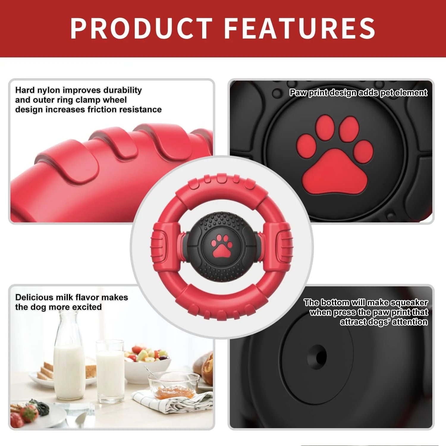 Deluxe Indestructible Dog Chew Toys for Aggressive Chewers - Extra Durable Squeaky Toys for Medium and Large Breeds to Keep Dogs Engaged