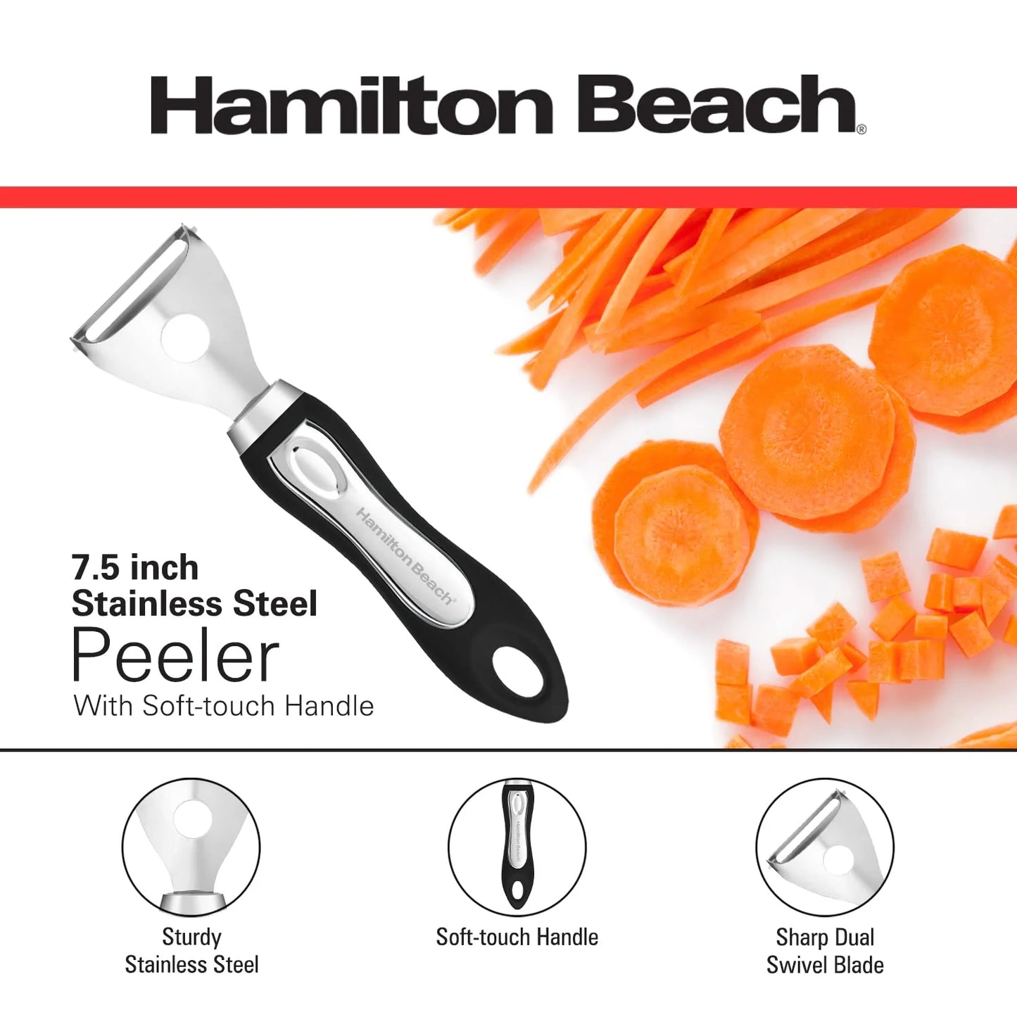 Y Shape Peeler Stainless Steel 7.5In Soft Touch Handle, Vegetable Y Shape Peeler Ergonomic Non-Slip Handle & Sharp Blade, Apple Peelers for Fruit, Carrot, Veggie, Potatoes - Black