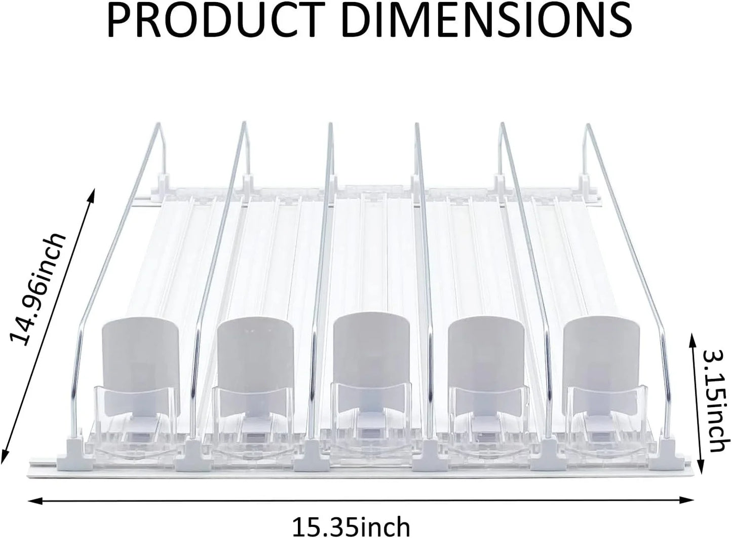 Drink Organizer for Fridge, Fridge Organizer Automatic Pusher Glide Width Storage 25 Cans (White)