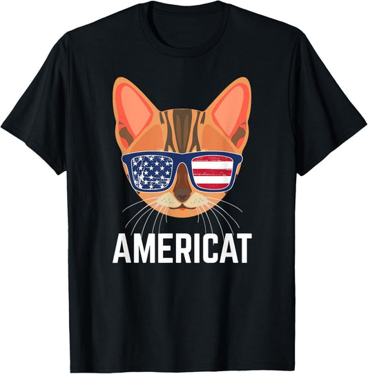 Bengal Cat Americat USA American Flag 4Th of July Patriotic T-Shirt Hoodie