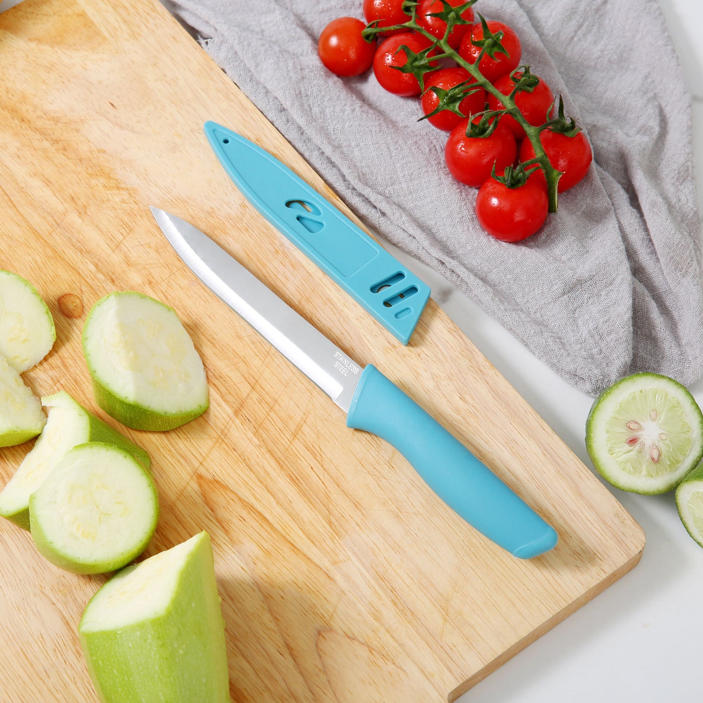 3 Piece Stainless Steel Color Knife Set with Ergonomic Soft Grip Handles