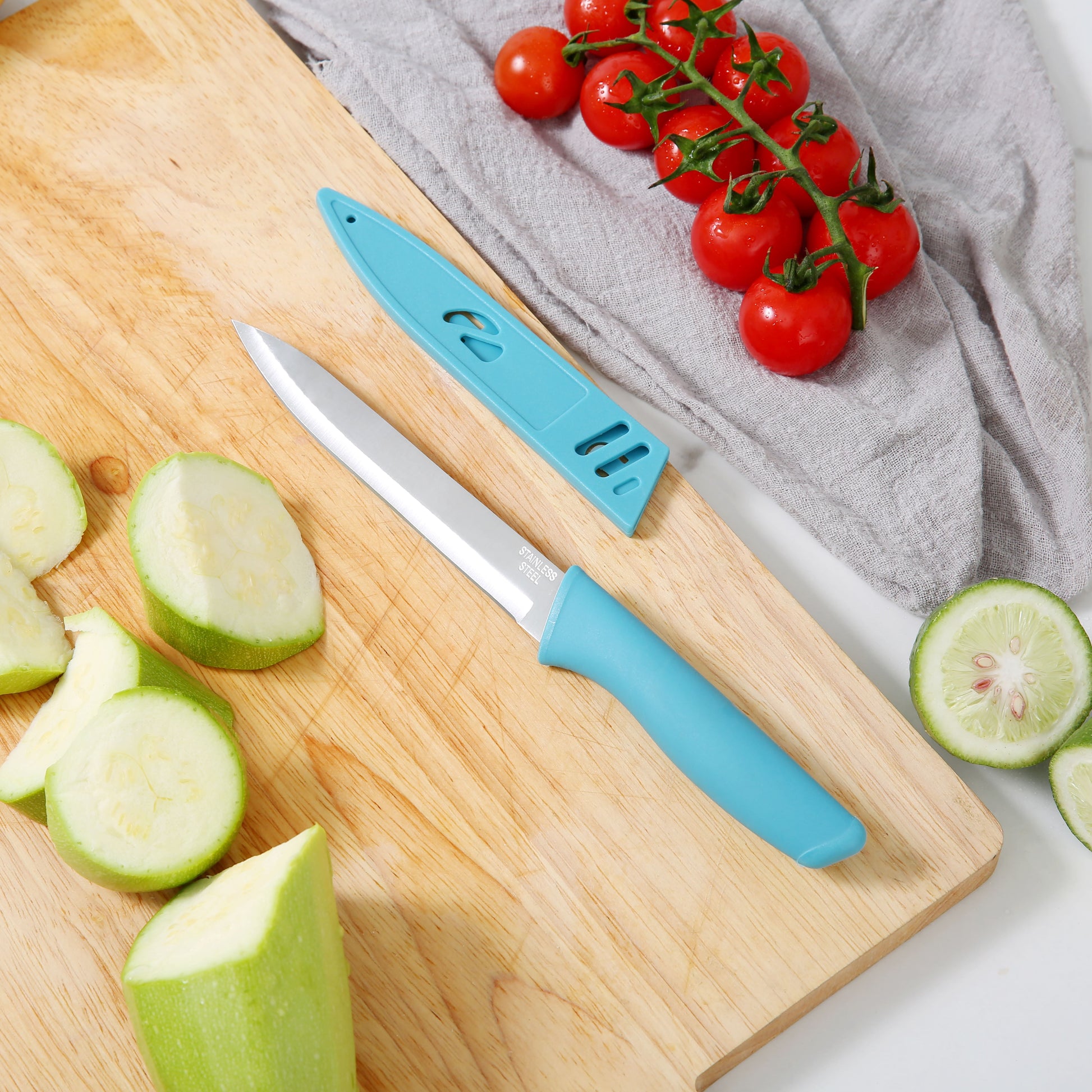 3 Piece Stainless Steel Color Knife Set with Ergonomic Soft Grip Handles