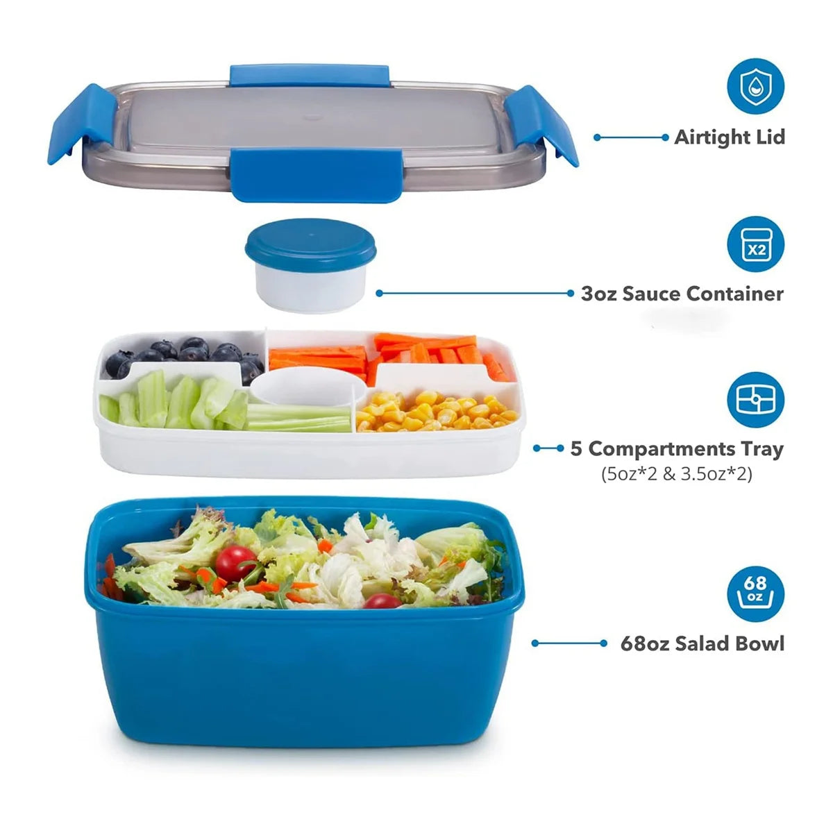1 X Lunch Box-Blue