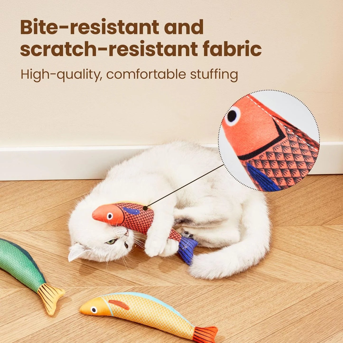 Cat Toys Saury Fish, 3 Pack Catnip Toys Crinkle Sound Soft and Durable, Interactive Cat Kicker Toys for Indoor Kitten Exercise 9.4 Inches for All Breeds