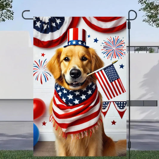 Welcome 4Th of July Golden Retriever Dog Patriotic Garden Flag America USA Pet Y