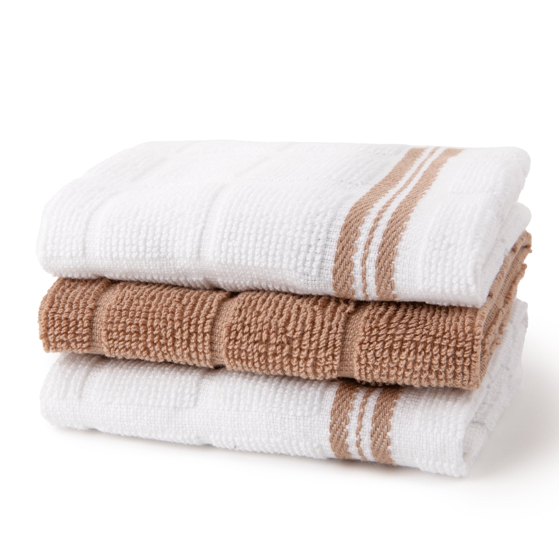 Kitchen Towel, Dishcloth, Oven Mitt, and Pot Holder 8 Pack Set, Brown, 100% Cotton