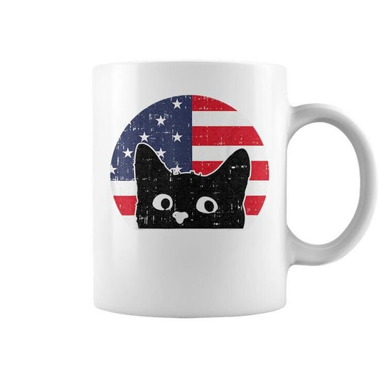 American Flag Cat 4Th of July Kitten Patriotic Pet Lover Coffee Mug