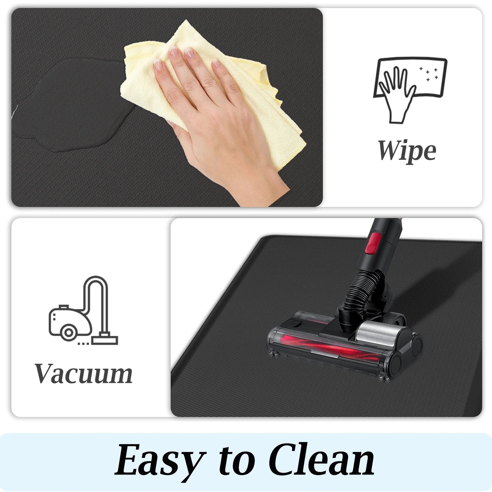 0.75" Thick anti Fatigue Mats for Kitchen, 17X28" Memory Foam Kitchen Mats Non Slip, Comfort Standing Mat Cushioned Floor Mat, Black
