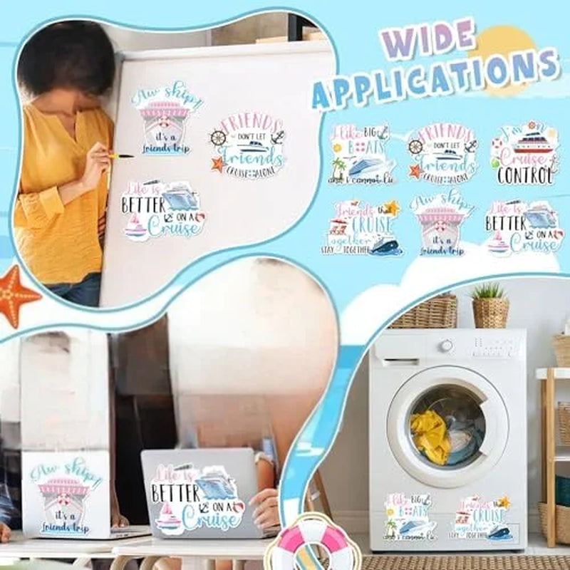 Set of 6 Magnetic Cruise Door Decorations - Reusable Nautical Themed Magnets for Cabin, Fridge, and Party Decor