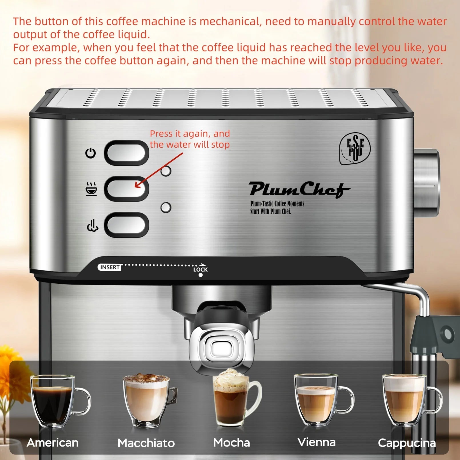 20-Bar Espresso Machine with Milk Frother, 850W Coffee Maker for Espresso, Cappuccino, and Lattes, 1.6L Removable Water Tank, Black and Silver