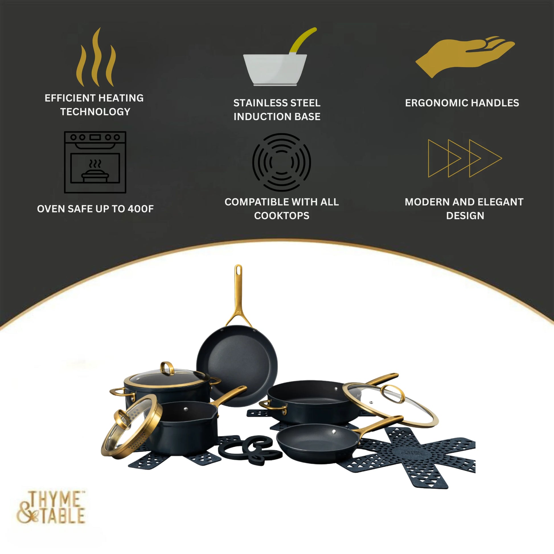 12-Piece Non-Stick Supreme Collection Cookware Set, Pots and Pans Set - Atlantic Blue