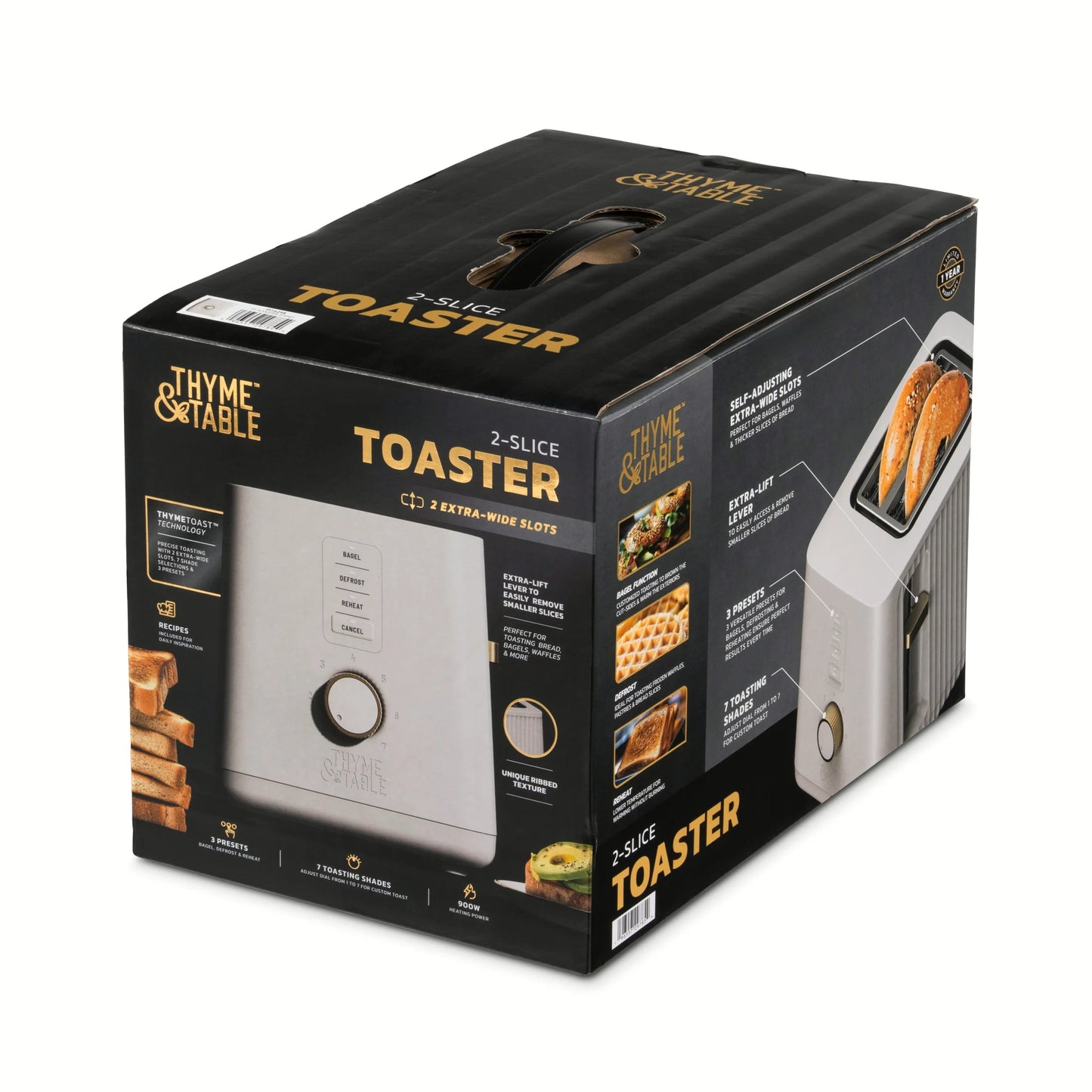 2-Slice Toaster with Extra-Wide Slots and Removable Slide-Out Crumb Tray, Sand White