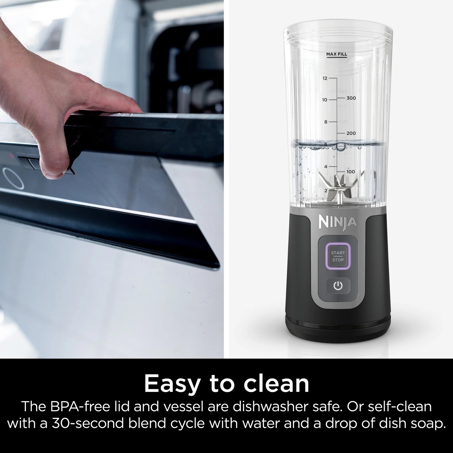 Blast 16 Oz Portable Personal Blender with Leak-Proof Lid and Easy Sip Spout, Black BC100BK