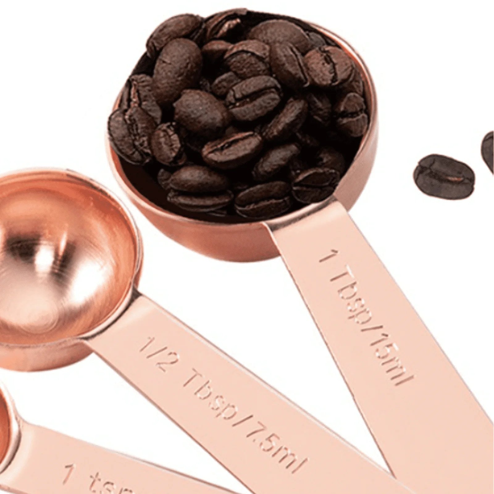 6 Pcs Measuring Cups and Spoons Set,Space-Saving Kitchen Utensil with Stainless Steel Handles,Clear and Precise Measurements with Dual-Scale Handles Measuring Spoons Set,Rose Gold