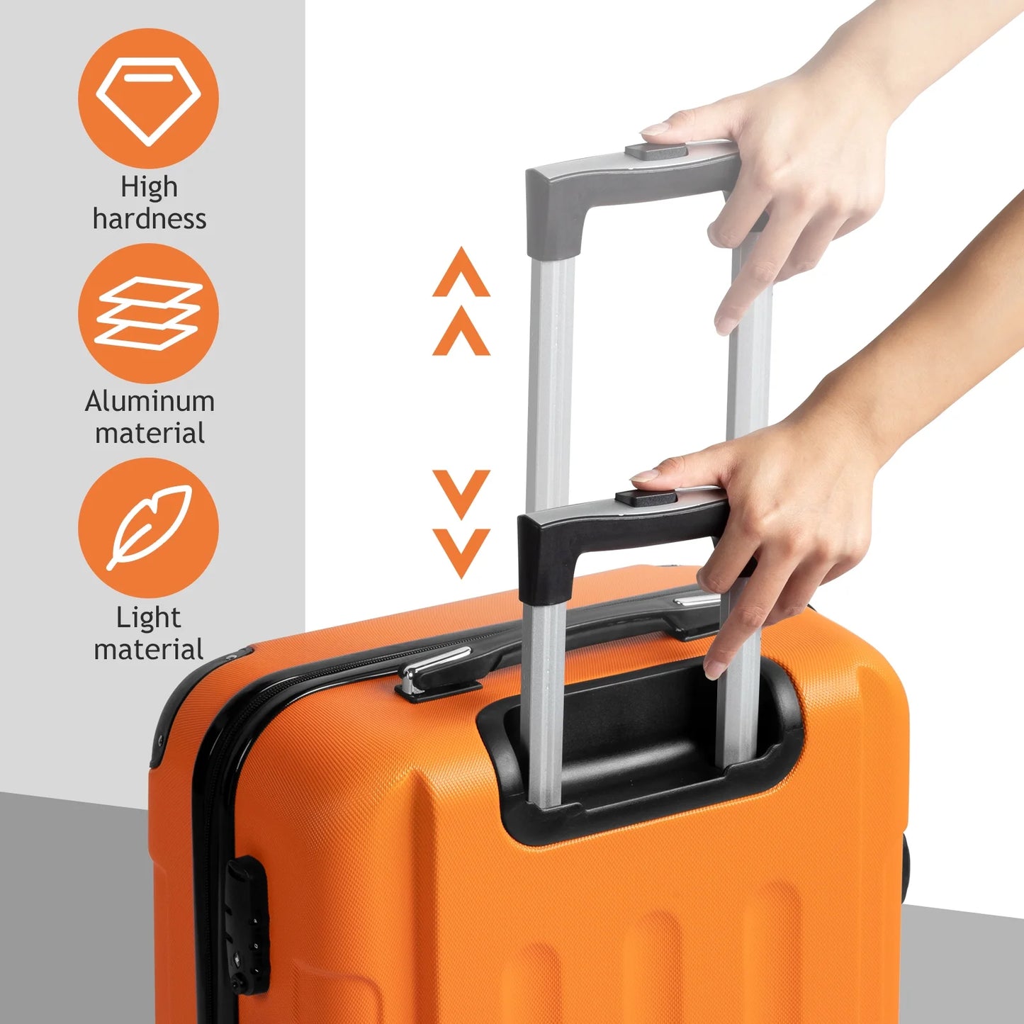 Lightweight Hardside 3-Piece Spinner Luggage Set in Orange with TSA Lock