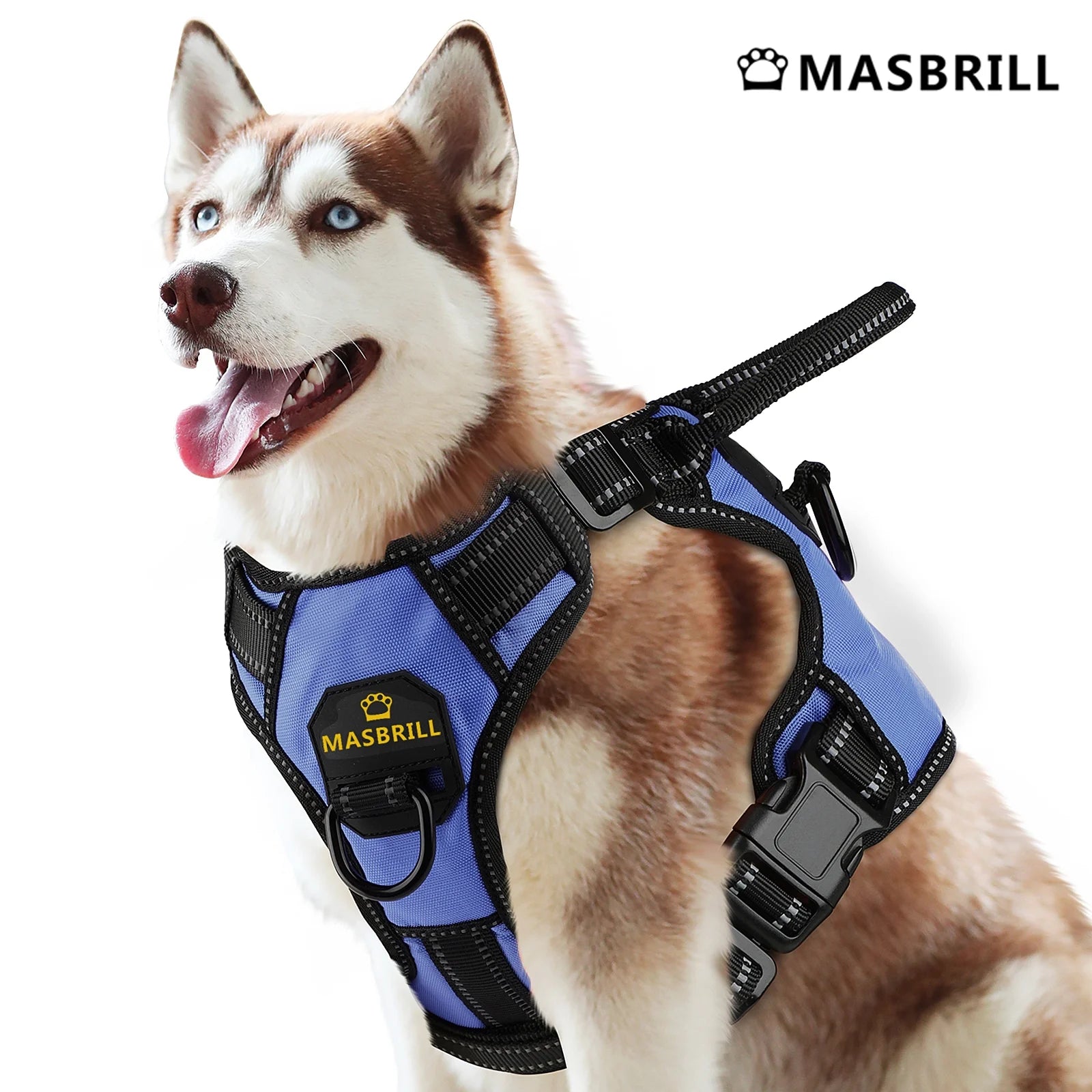 Reflective No-Pull Dog Vest Harness with Handle, Adjustable Breathable Padded Chest Harness for Small, Medium, and Large Dogs - Blue