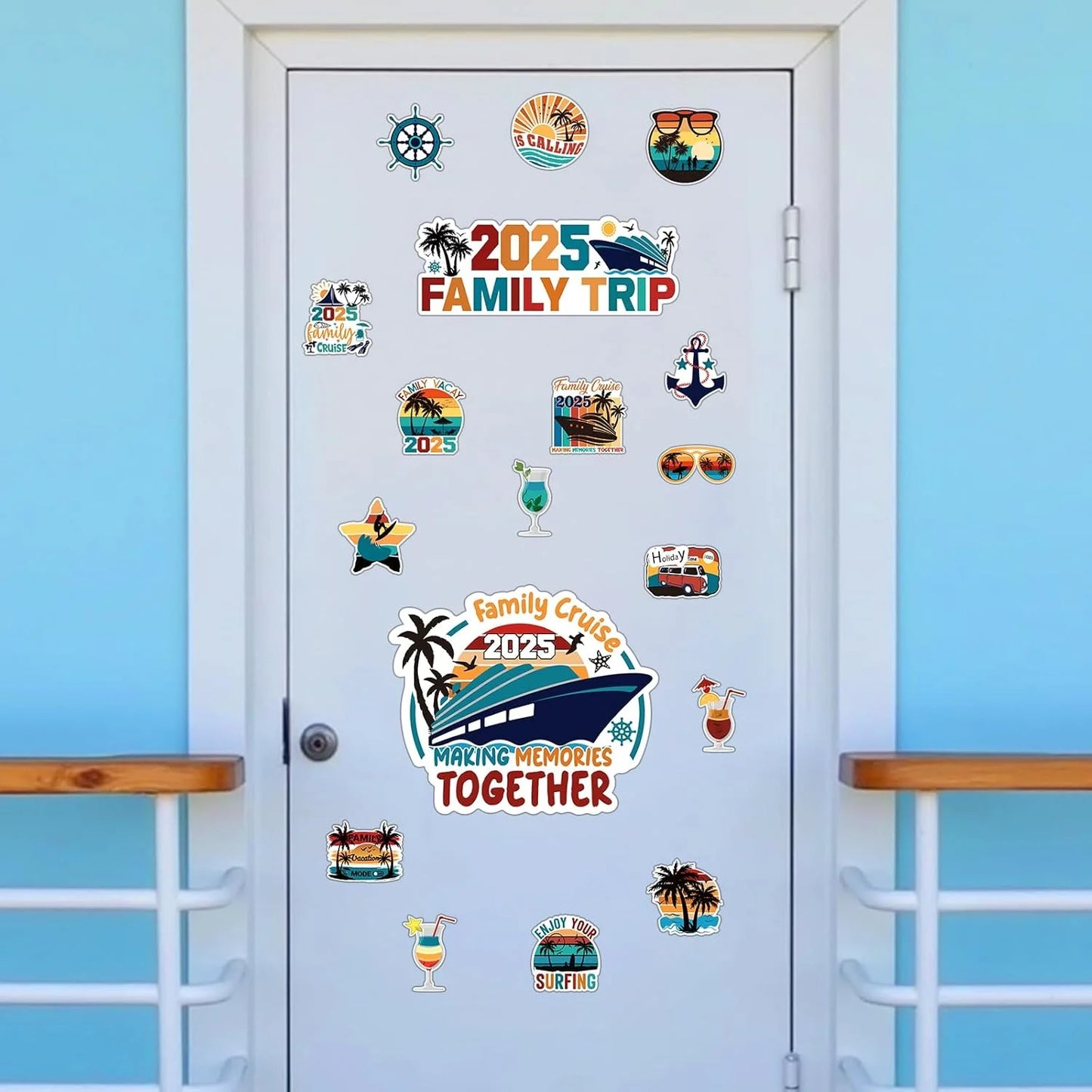 2025 Family Cruise Door Decorations - Magnetic Stickers and Decals for Cruise Ships, Cars, and Refrigerators