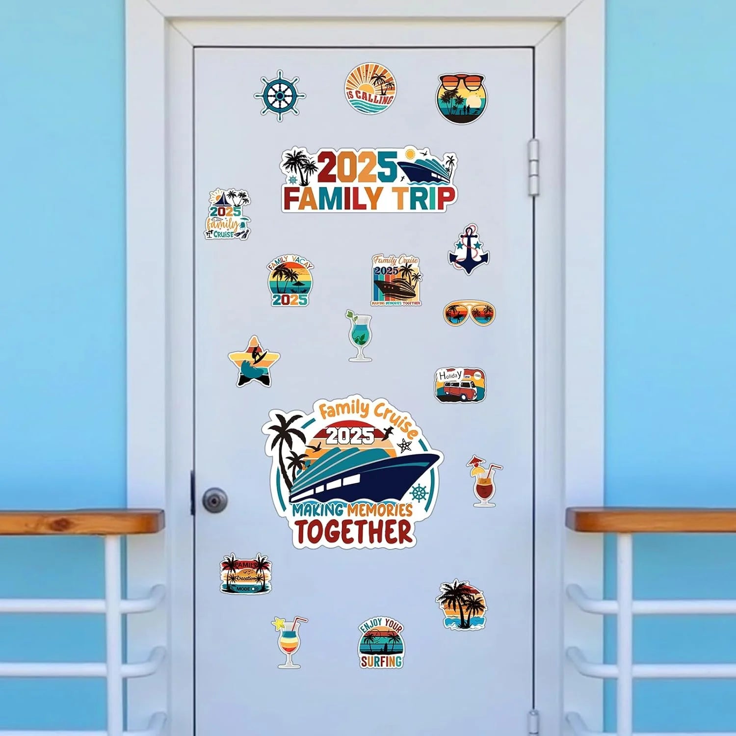 2025 Family Cruise Door Decorations - Magnetic Stickers and Decals for Cruise Ships, Cars, and Refrigerators