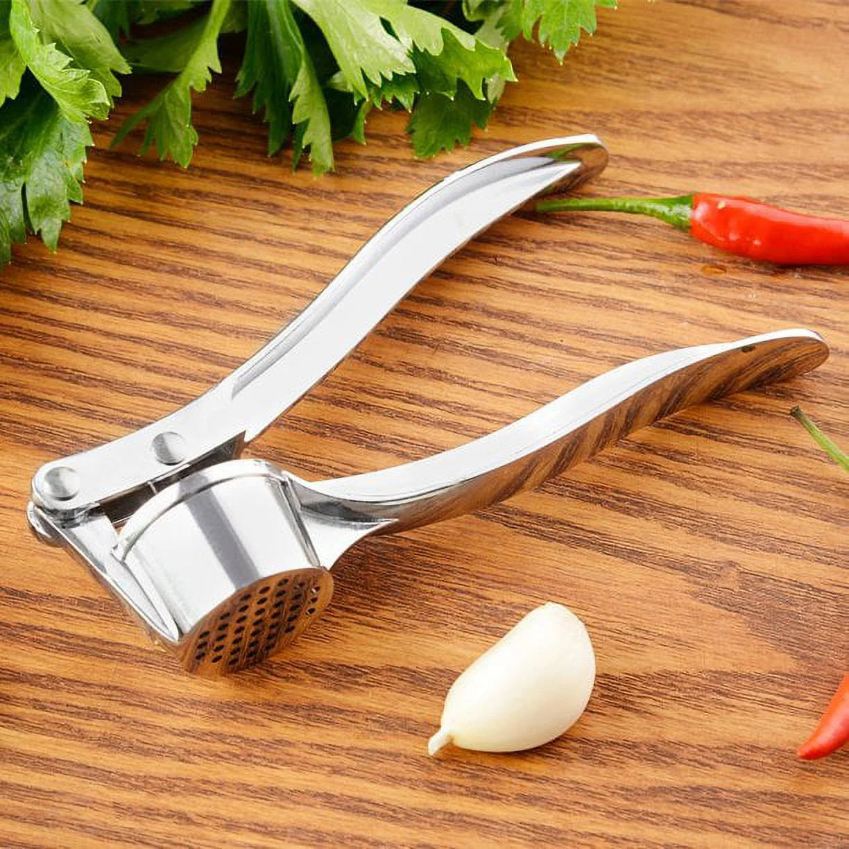 Garlic Press Crusher Professional Squeezer Masher Kitchen Mincer Tool- Easy to Clean(Stainless Steel)