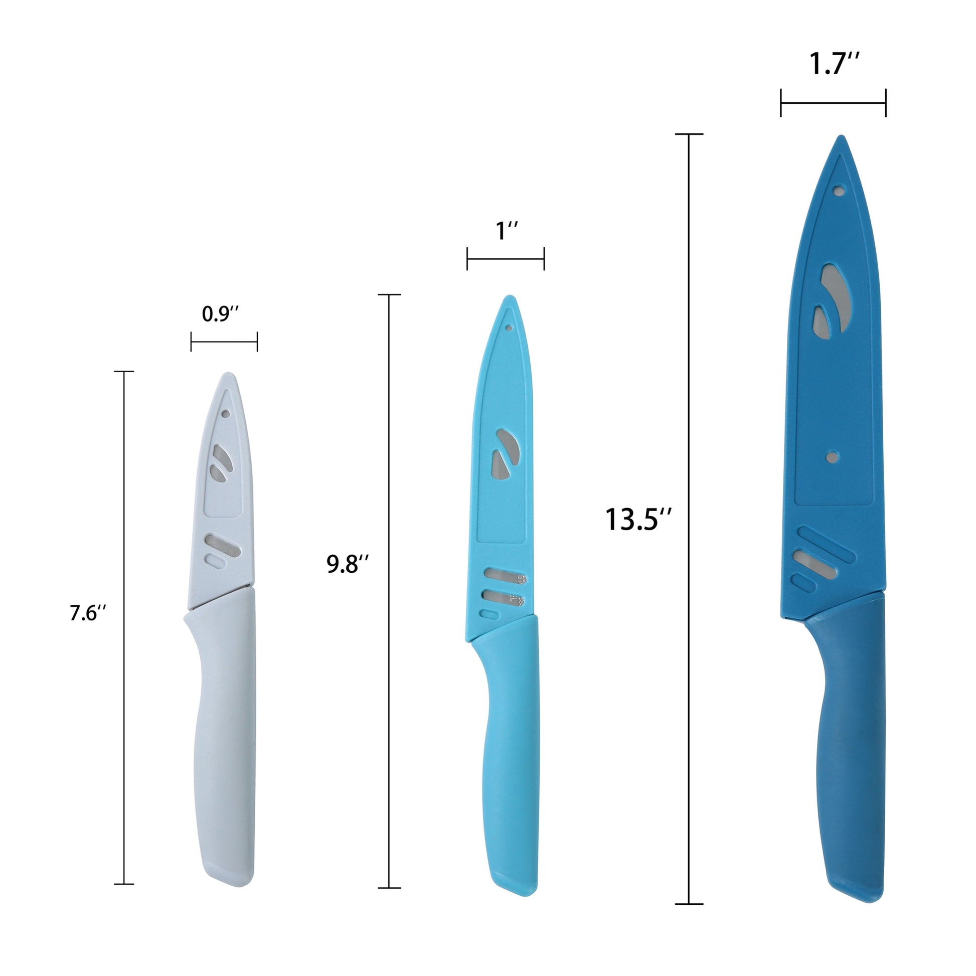 3 Piece Stainless Steel Color Knife Set with Ergonomic Soft Grip Handles