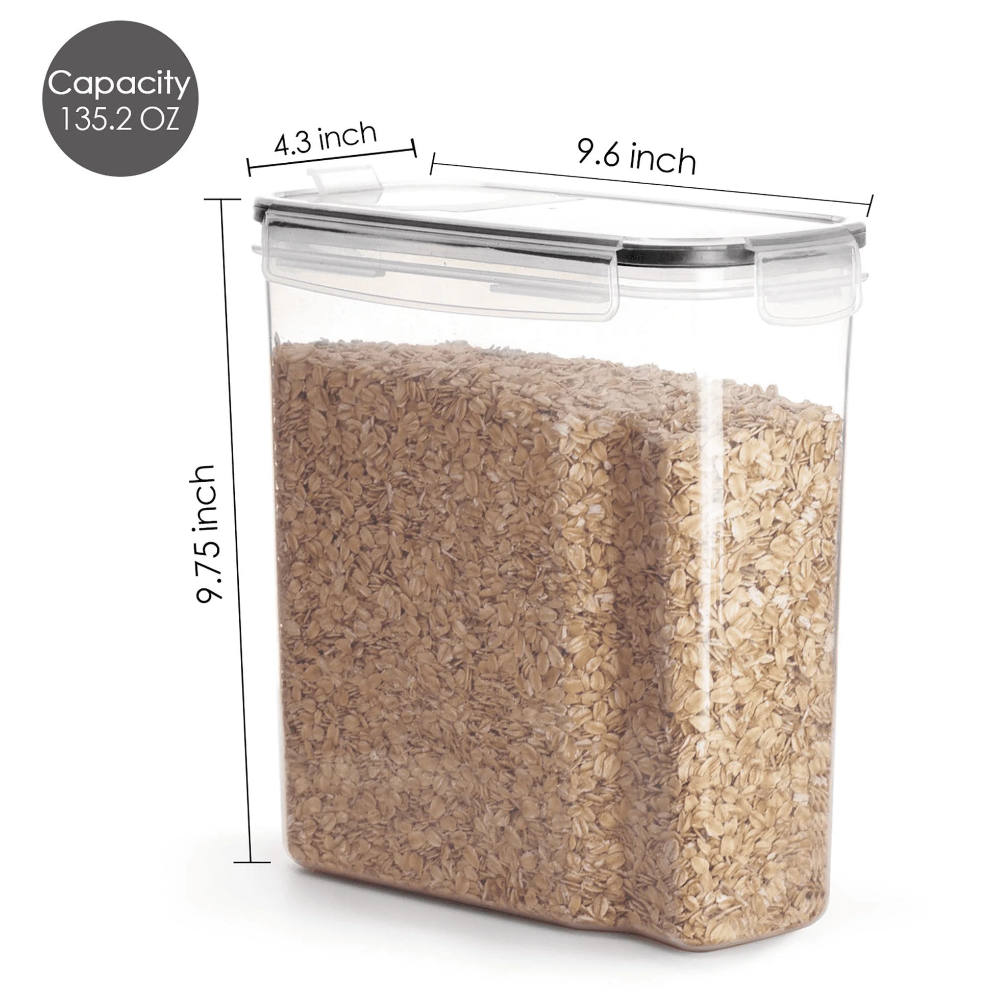 Cereal Storage Container Set of 4,  Airtight Food Storage Containers, 135.2 Fl Oz, Black