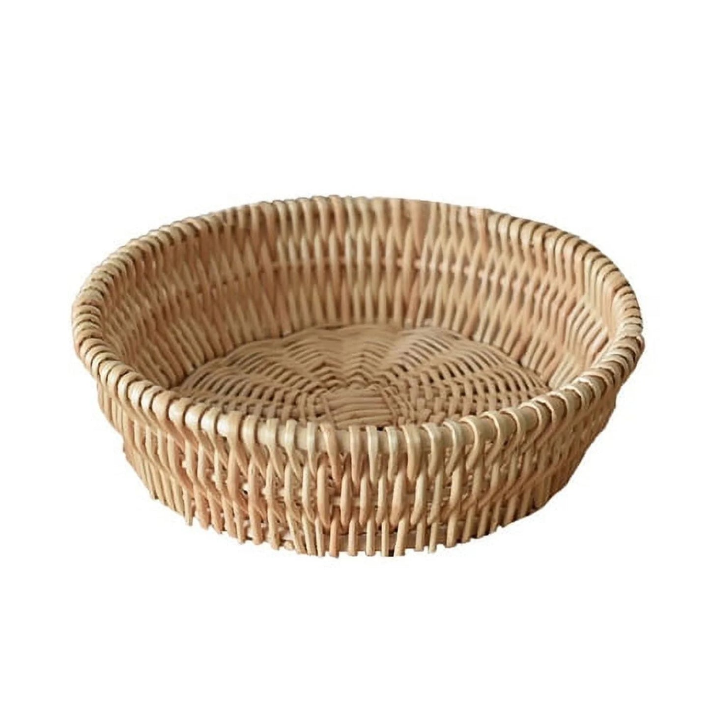 20Cm round Rattan Basket Set - Wicker Storage Basket for Fruit, Bread & Decor | Empty Gift Basket for Pantry & Bathroom | Countertop Baskets Handwoven Rattan Baskets for Kitchen & Home(Beige)