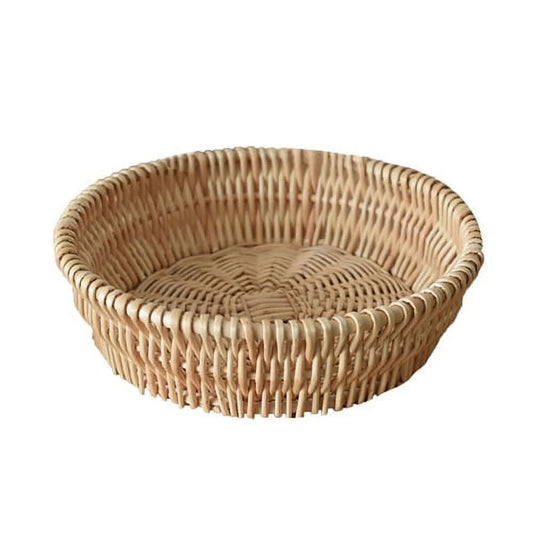 20Cm round Rattan Basket Set - Wicker Storage Basket for Fruit, Bread & Decor | Empty Gift Basket for Pantry & Bathroom | Countertop Baskets Handwoven Rattan Baskets for Kitchen & Home(Beige)