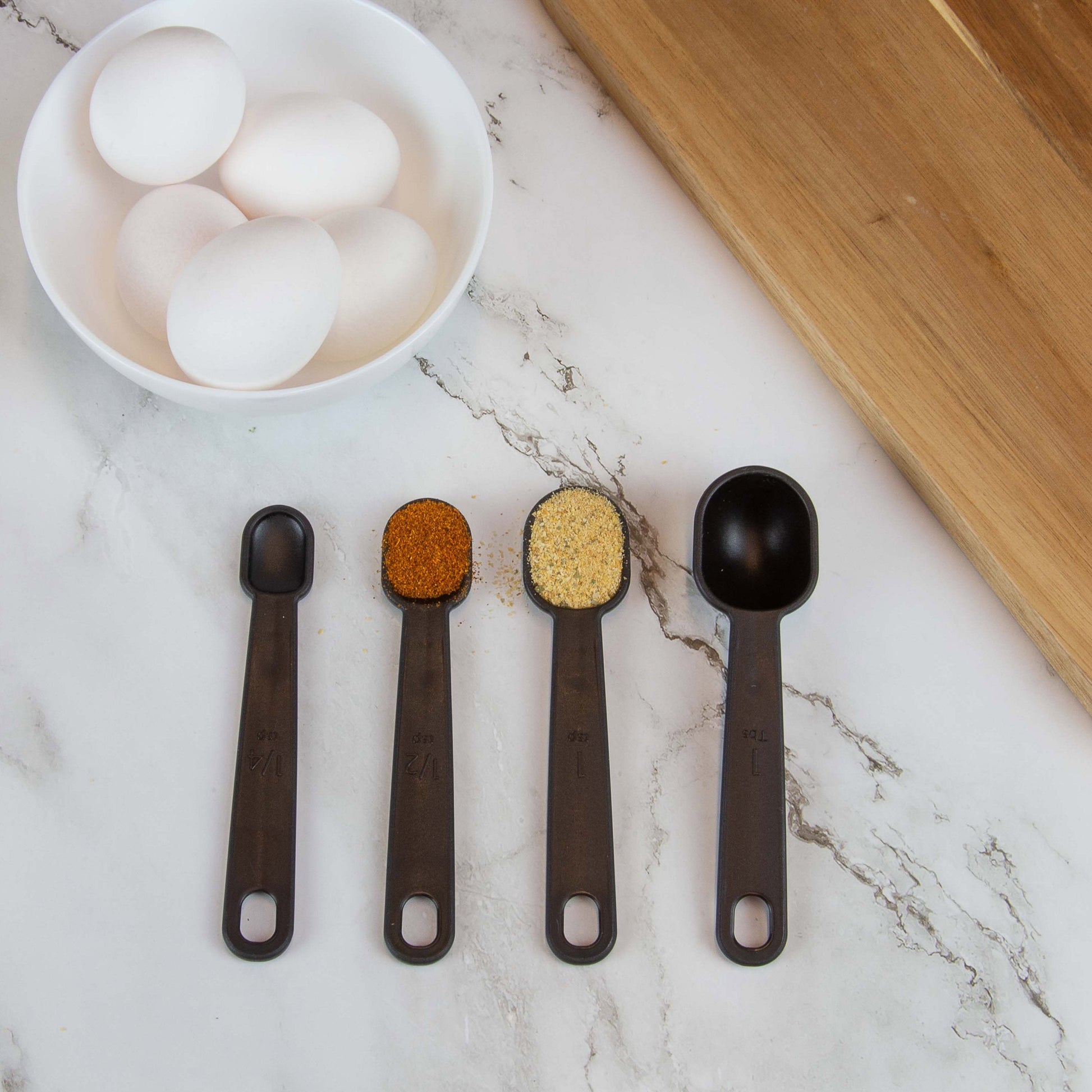 8-Piece Kitchen Measuring Cup & Spoon Set, Raised Measurements, Black, Polypropylene