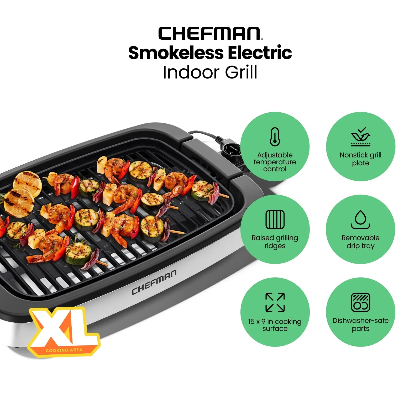 Smokeless Indoor Electric Grill W/ Adjustable Temperature Control, Table Top BBQ - Stainless Steel, New