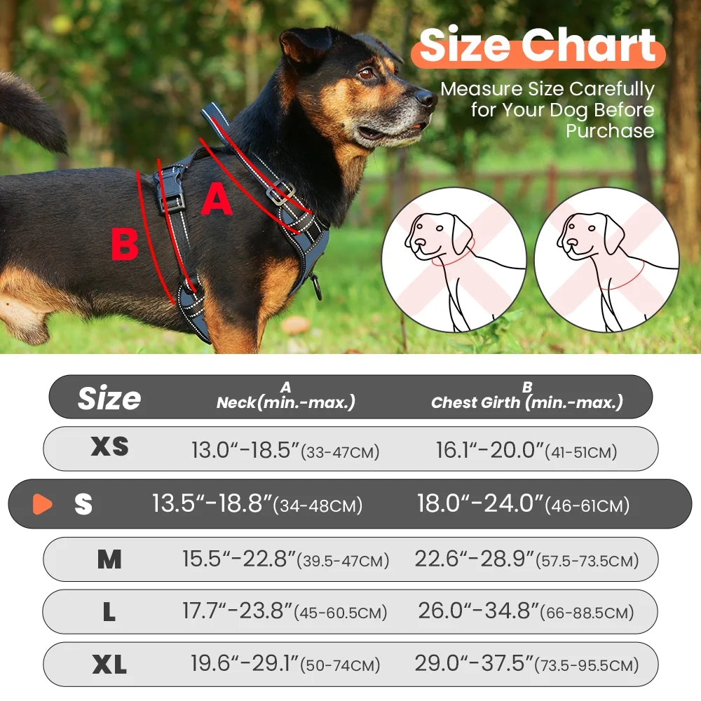 Reflective No-Pull Dog Vest Harness with Handle, Adjustable Breathable Padded Chest Harness for Small, Medium, and Large Dogs - Blue