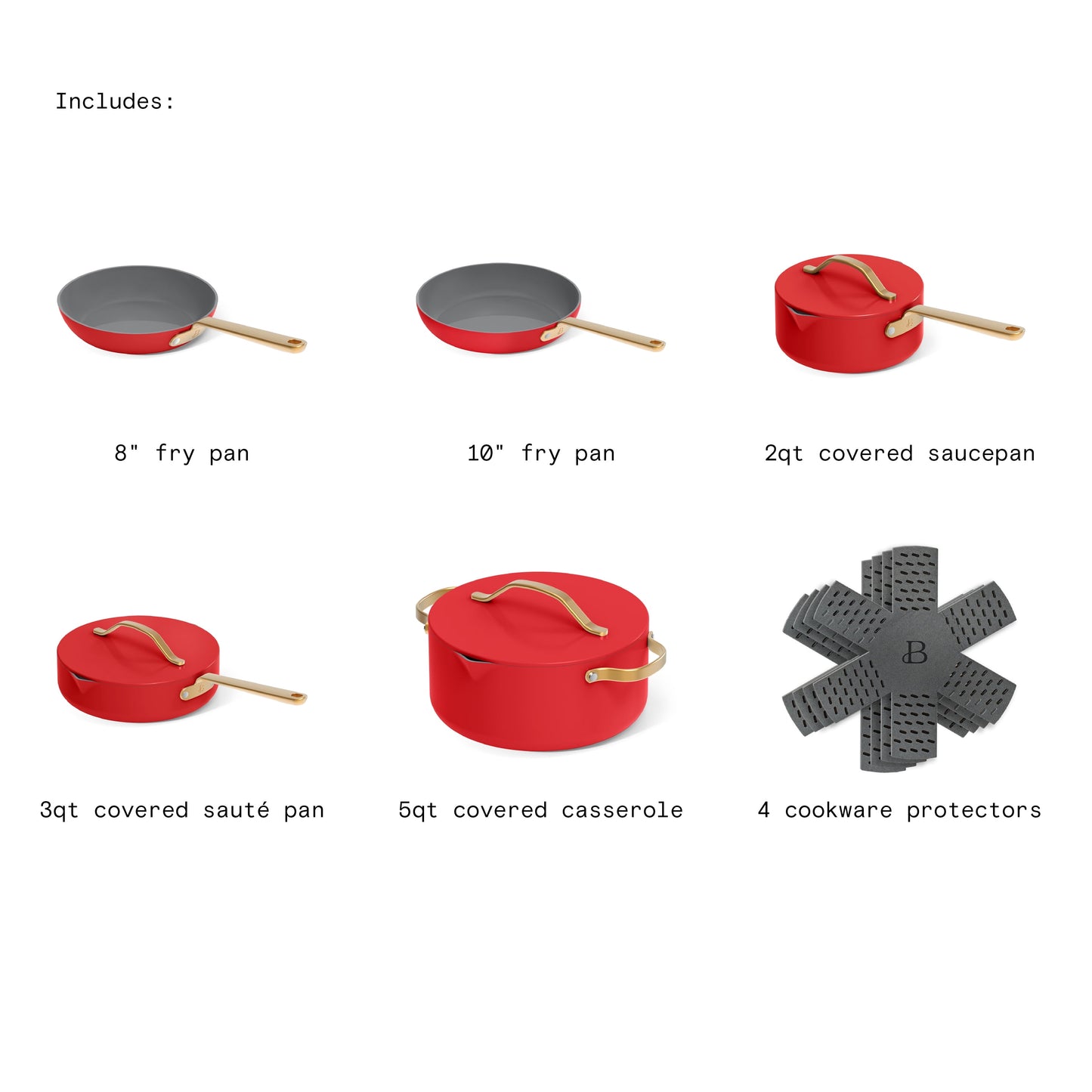 12-Piece Ceramic Nonstick Cookware Set with Strainer Lids in Tomato Red by Drew Barrymore