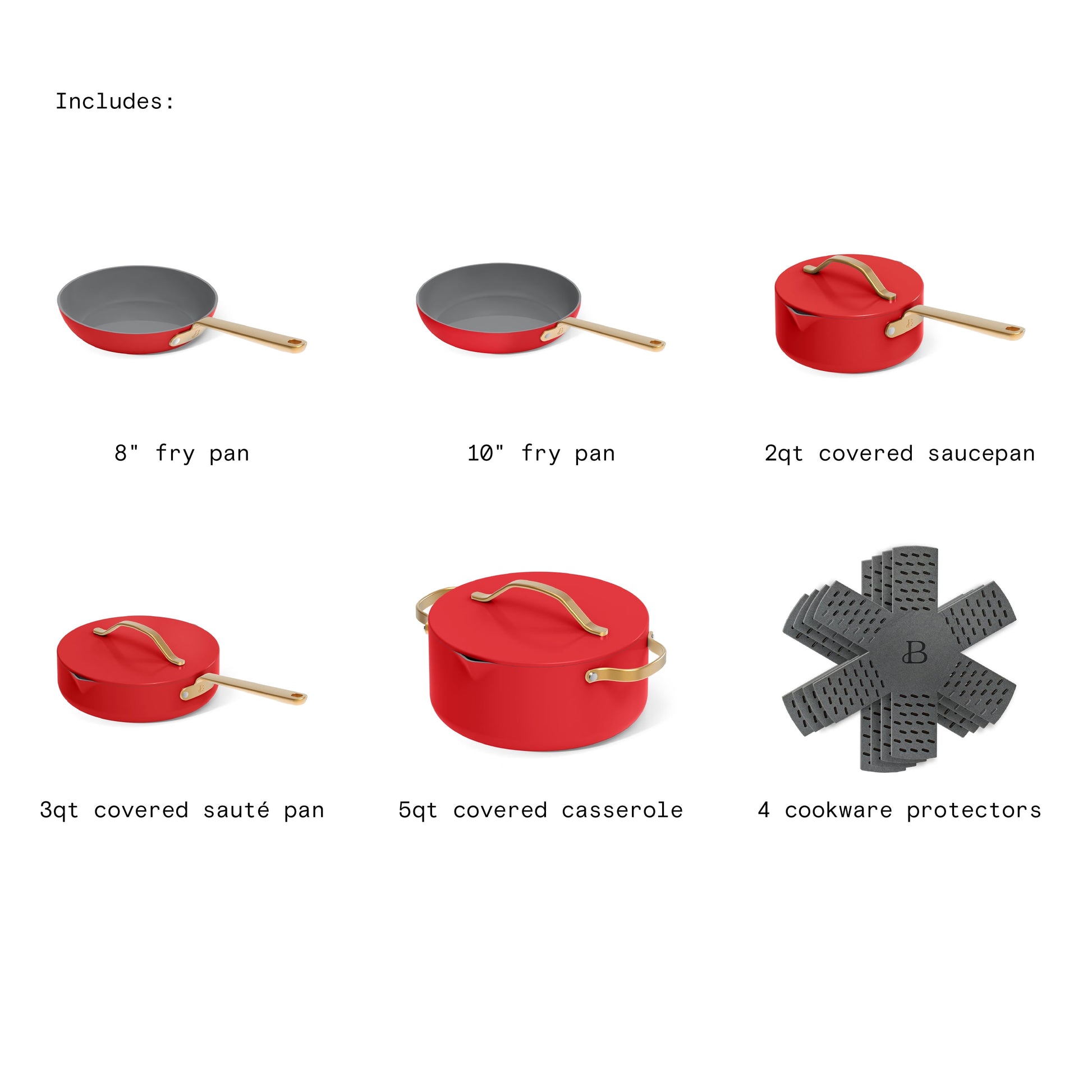 12-Piece Ceramic Nonstick Cookware Set with Strainer Lids in Tomato Red by Drew Barrymore