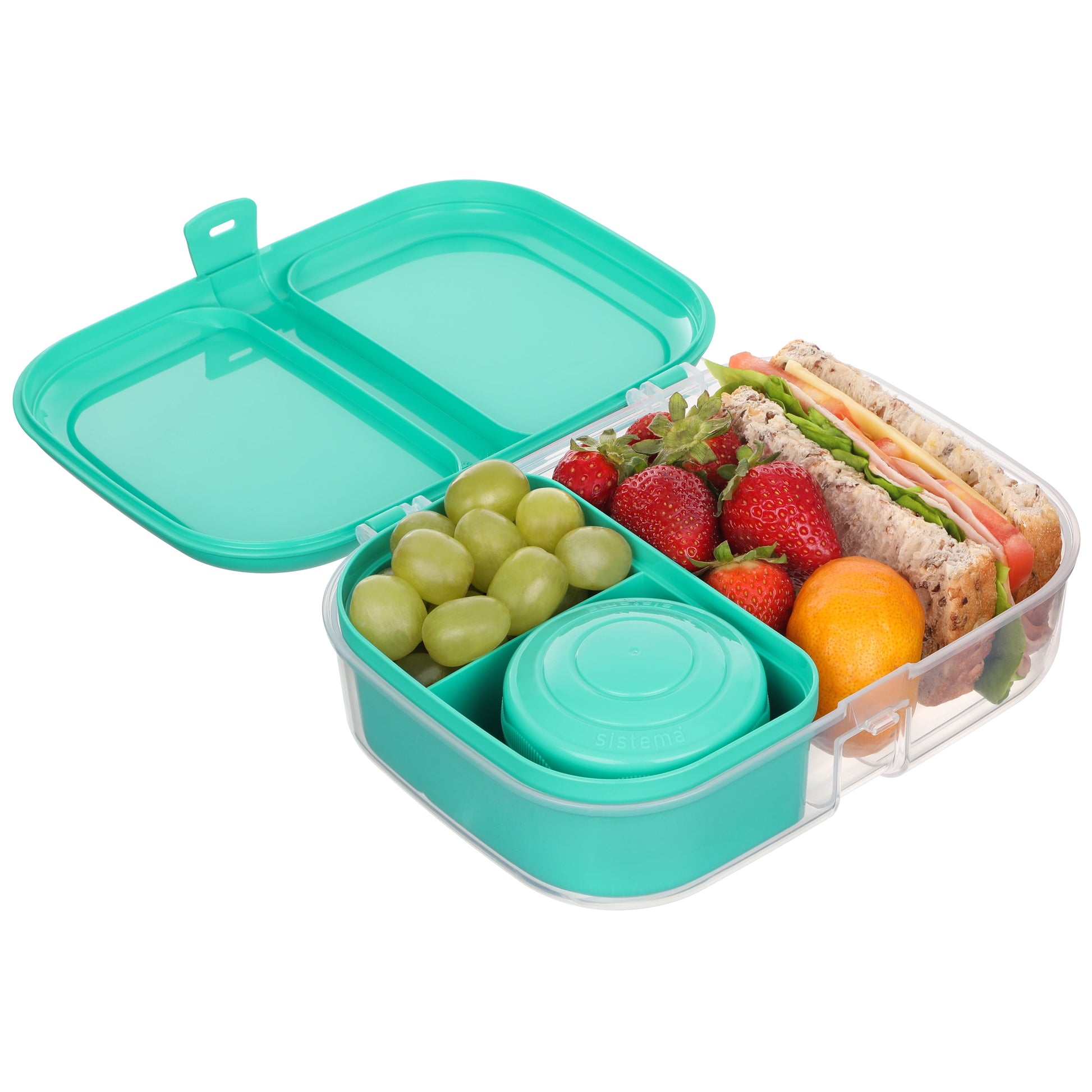 to Go Split Lunch Box, 1.1L Food Storage Container with 2 Compartments, Minty Teal