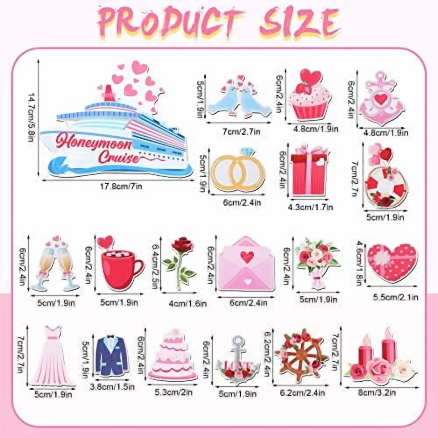 19-Piece Honeymoon Cruise Door Decoration Set - Wedding and Anniversary Magnets for Cruise Ships and Celebrations