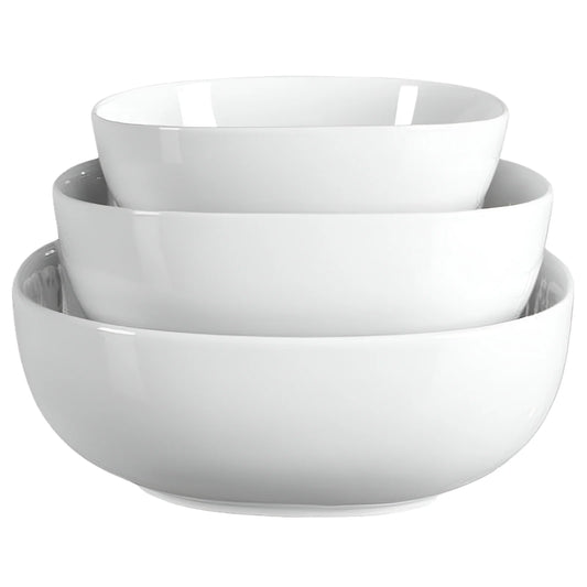 3 Piece White Soft Square Serving Bowls