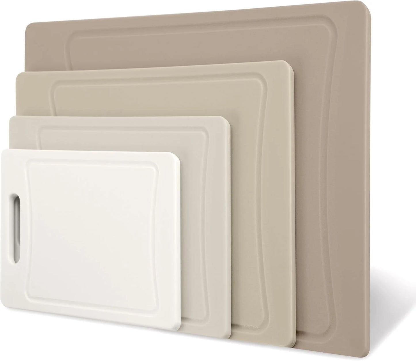 Non-Slip Cutting Board Set – Kitchen Essentials with Easy Grip Handle for Meat, Veggies, and Fruits, 4 Cutting Boards, Brown