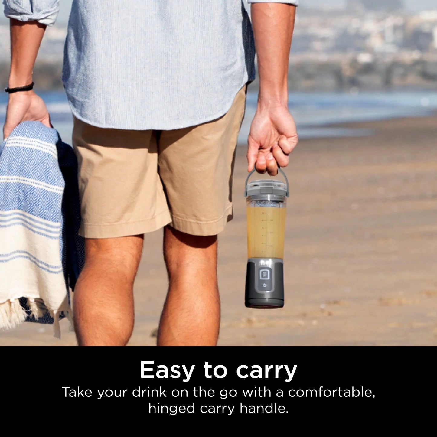 Blast 16 Oz Portable Personal Blender with Leak-Proof Lid and Easy Sip Spout, Black BC100BK