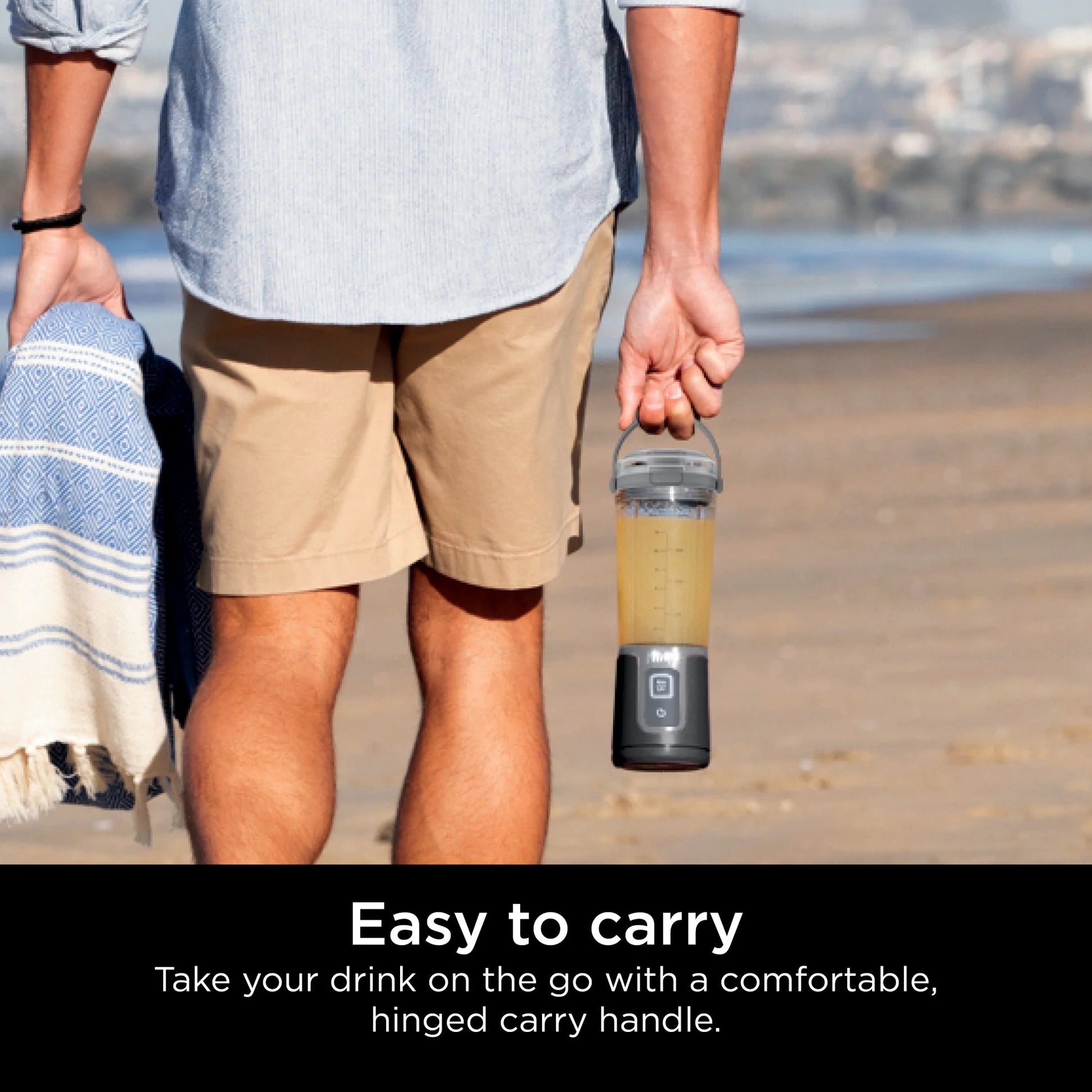 Blast 16 Oz Portable Personal Blender with Leak-Proof Lid and Easy Sip Spout, Black BC100BK