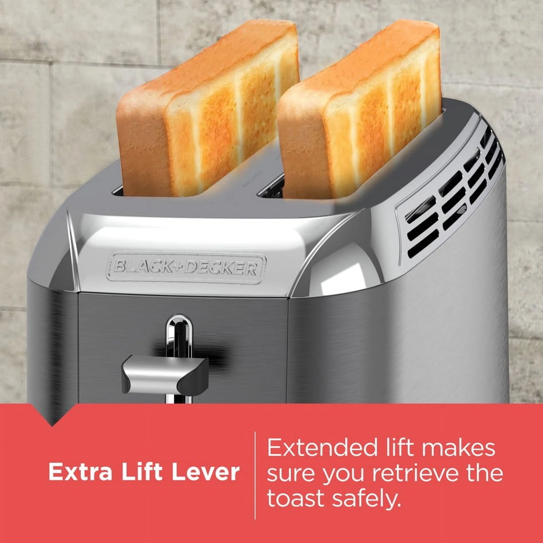 2-Slice Rapid Toaster, Black Stainless Steel with Removable Tray