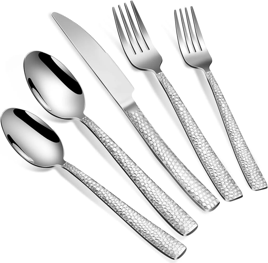 20-Piece Hammered Stainless Steel Flatware Set