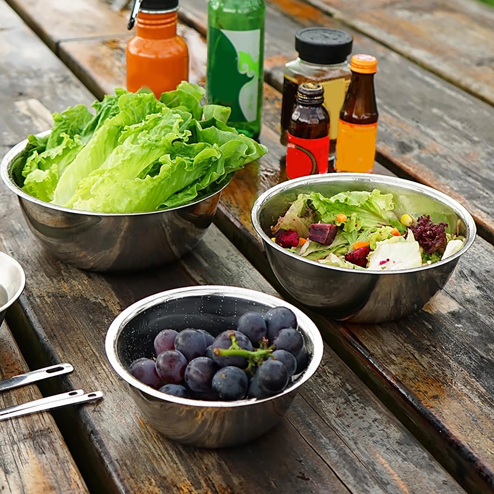 Mixing Bowls 3 Piece Stainless Steel Nesting Bowls Set for Baking & Prepping 5-In-1 Multifunction Large Stainless Steel Mixing Bowl Set, BPA Free, Dishwasher Safe|Kitchen Cooking Baking Supplies