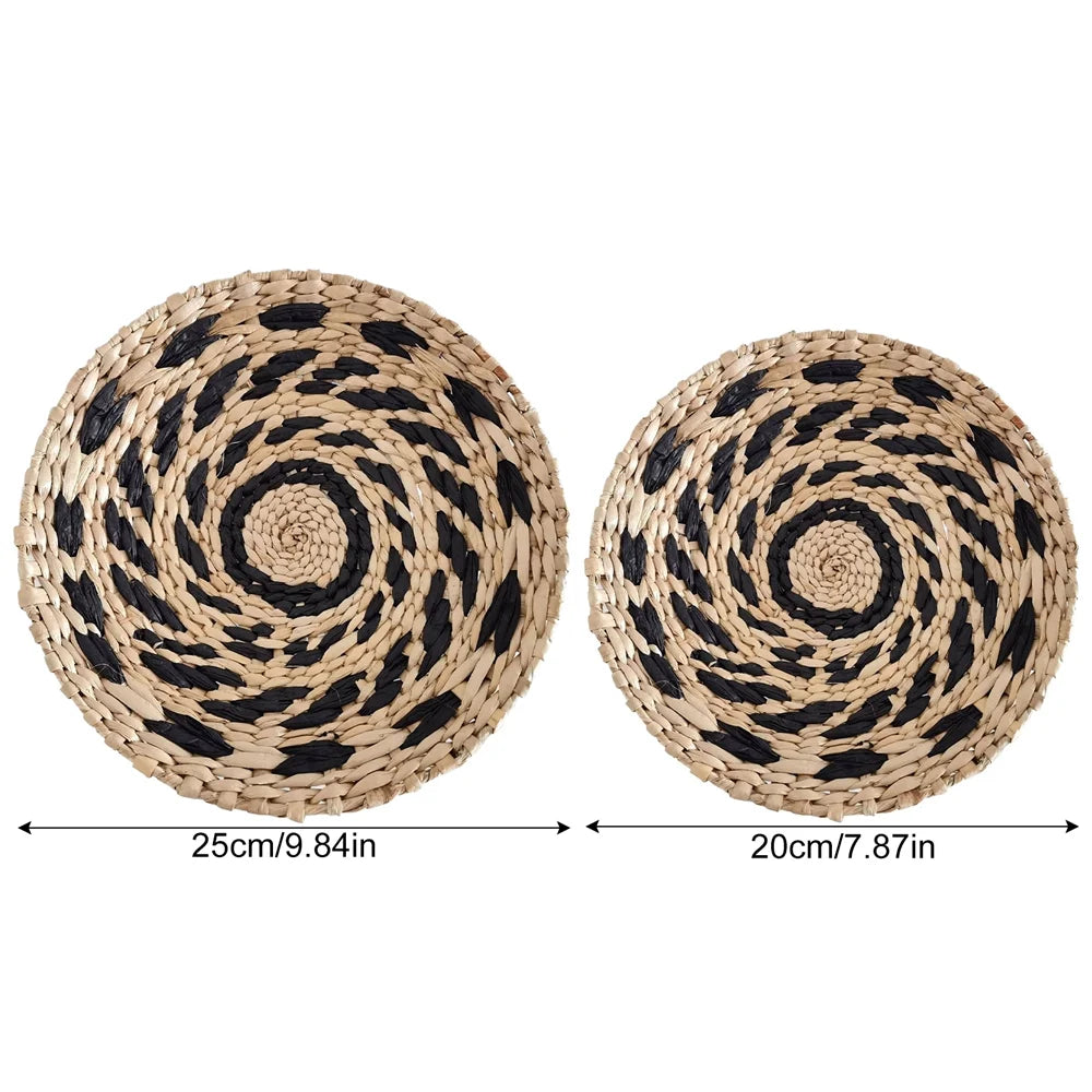 Boho Wall Basket Decor Woven Unique Seagrass Wicker Hanging Decorative Baskets - Rattan Wall Art Basket for Storage or Gift for Rustic Bohemian Farmhouse Home Living Room Bedroom Kitchen