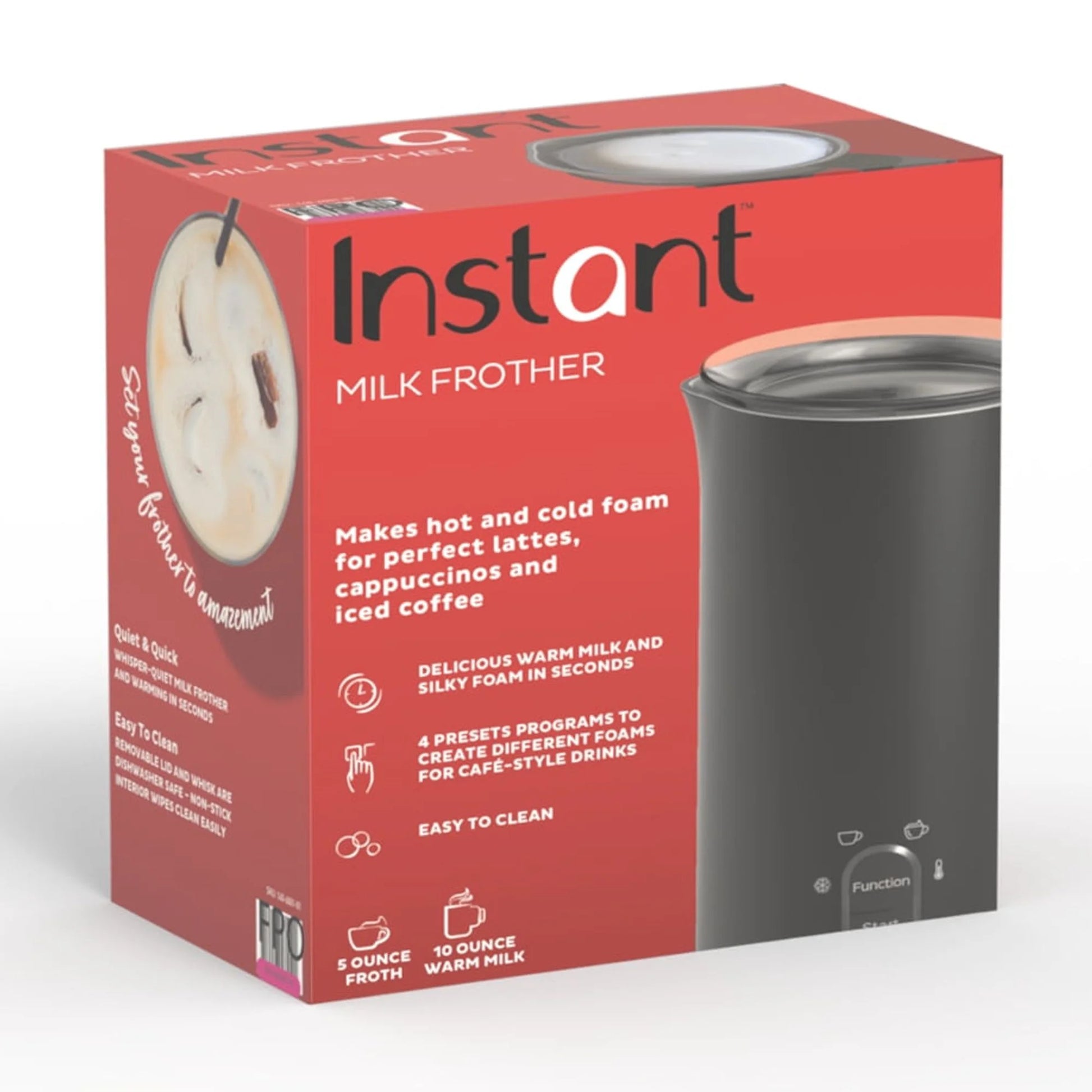 10 Oz 4-in-1 Electric Milk Steamer and Foam Maker with Drink Warmer, Black