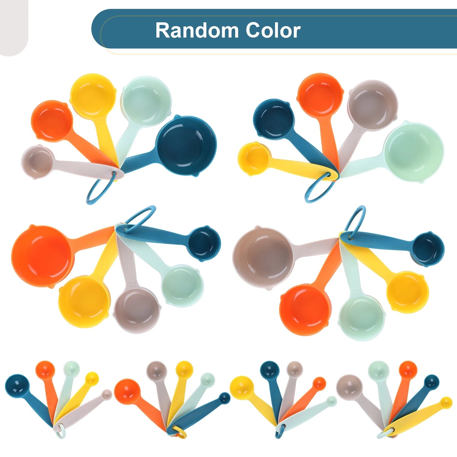 Measuring Cups and Spoons Set, 10-Piece Plastic Kitchen Measuring Set - Thumbnail 3