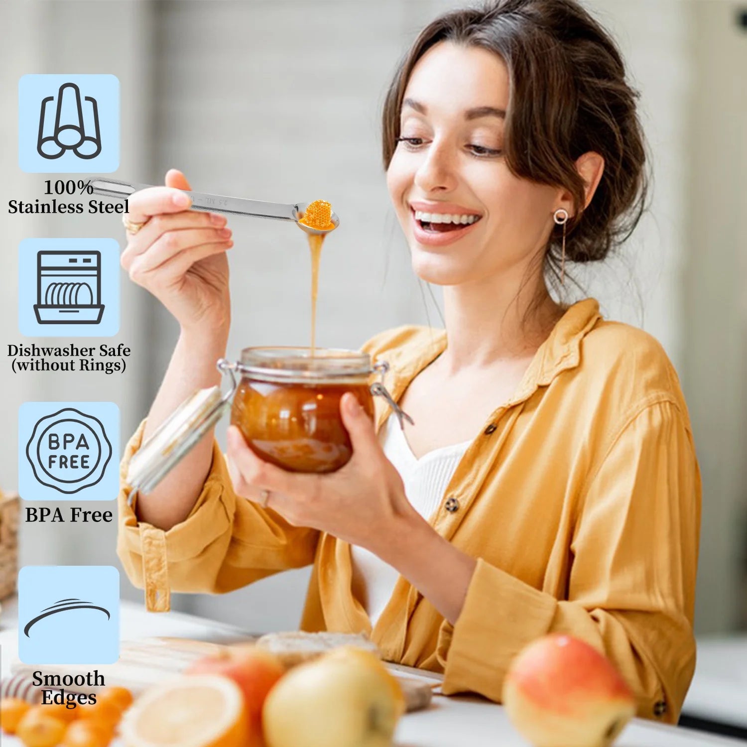 18-Piece Stainless Steel Measuring Cups and Spoons Set, 6 Stainless Steel Measuring Cups,11 Stainless Steel Measuring Spoons&1 Measuring Stick Leveler, Kitchen Tools for Cooking & Baking